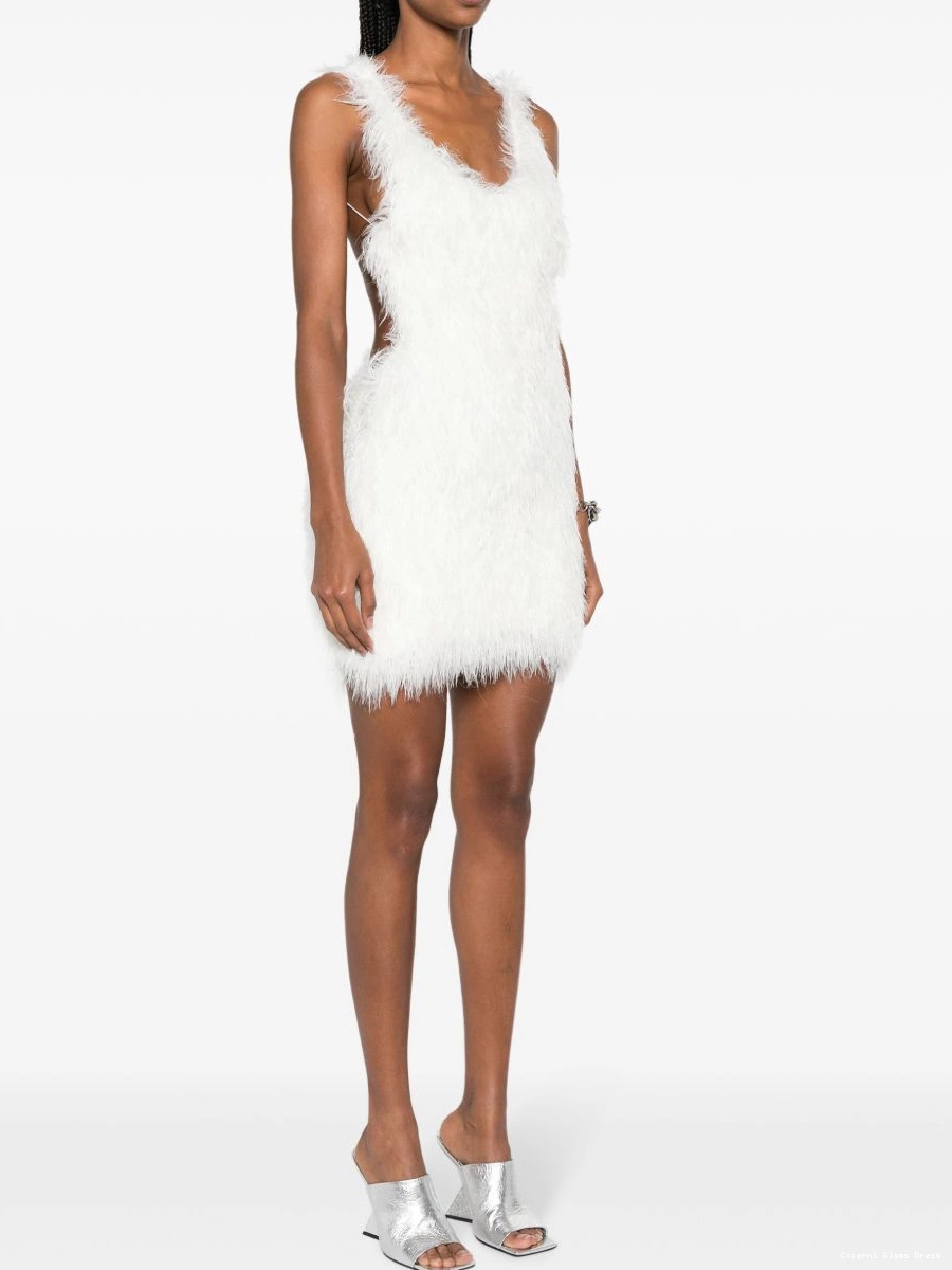 Affordable feather-embellished Women backless Coperni minidress 0502